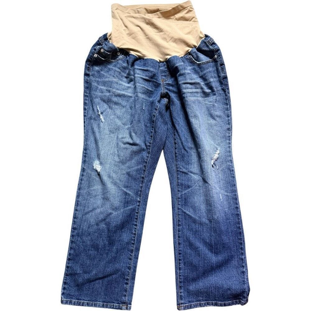 Womens Motherhood Maternity Get Used by Lexi Distressed Cropped Jeans - Sz 1X